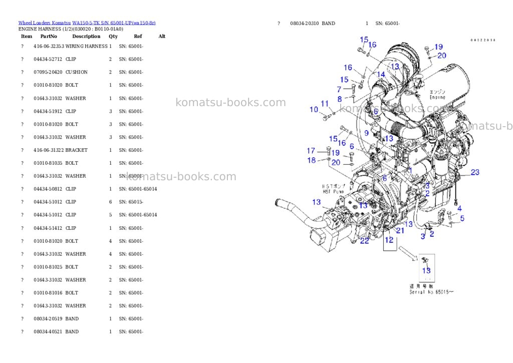 Komatsu WA150-5-TK S/N 65001-UP Parts catalog cover