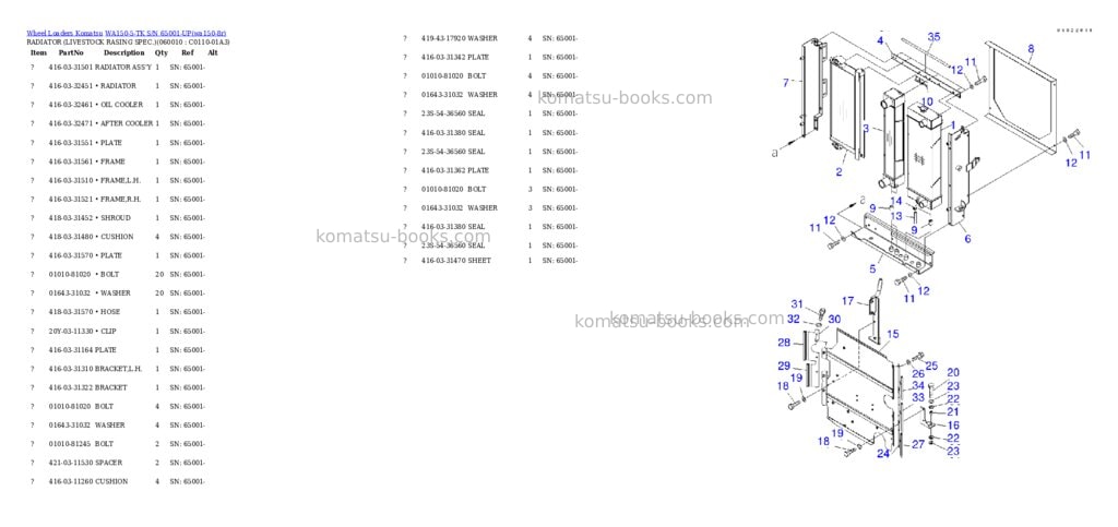 Komatsu WA150-5-TK S/N 65001-UP Parts catalog cover Page 6