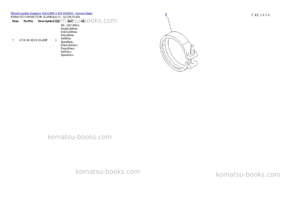 Komatsu wa150pz-5 s/n h50001 - up Parts catalog cover Page 10