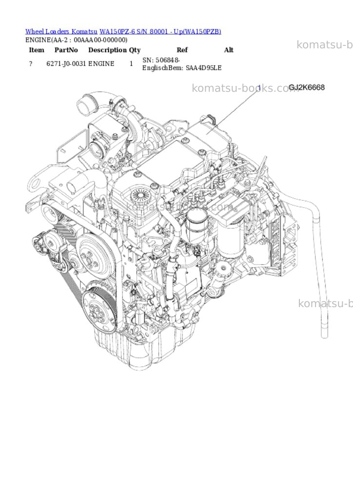 Komatsu WA150PZ-6 S/N 80001 - Up Parts catalog cover