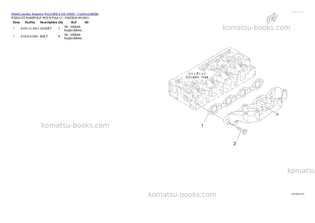 Komatsu WA150PZ-6 S/N 80001 - Up Parts catalog cover Page 10