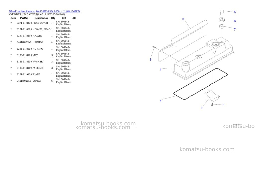 Komatsu WA150PZ-6 S/N 80001 - Up Parts catalog cover Page 2