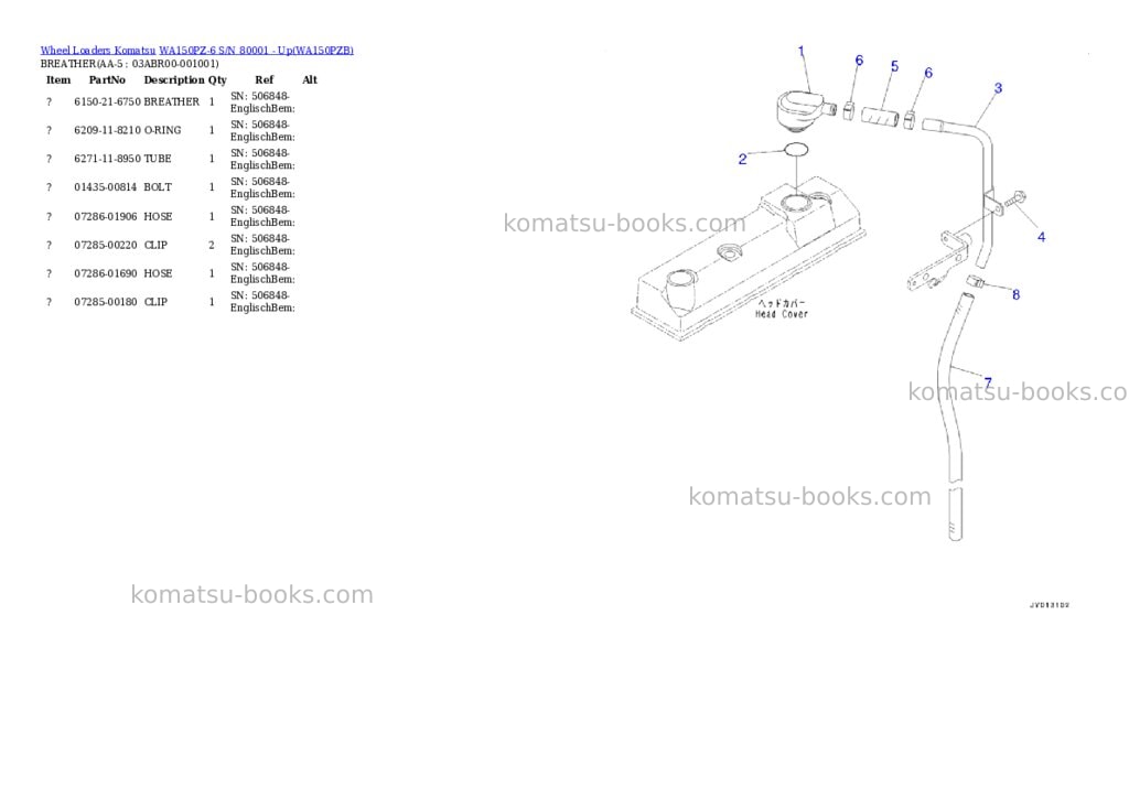 Komatsu WA150PZ-6 S/N 80001 - Up Parts catalog cover Page 4