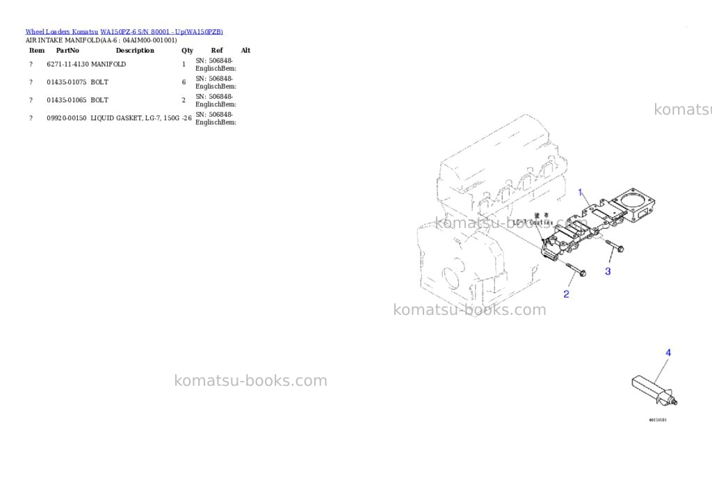 Komatsu WA150PZ-6 S/N 80001 - Up Parts catalog cover Page 5