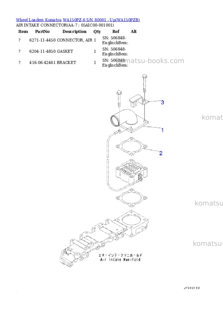 Komatsu WA150PZ-6 S/N 80001 - Up Parts catalog cover Page 6