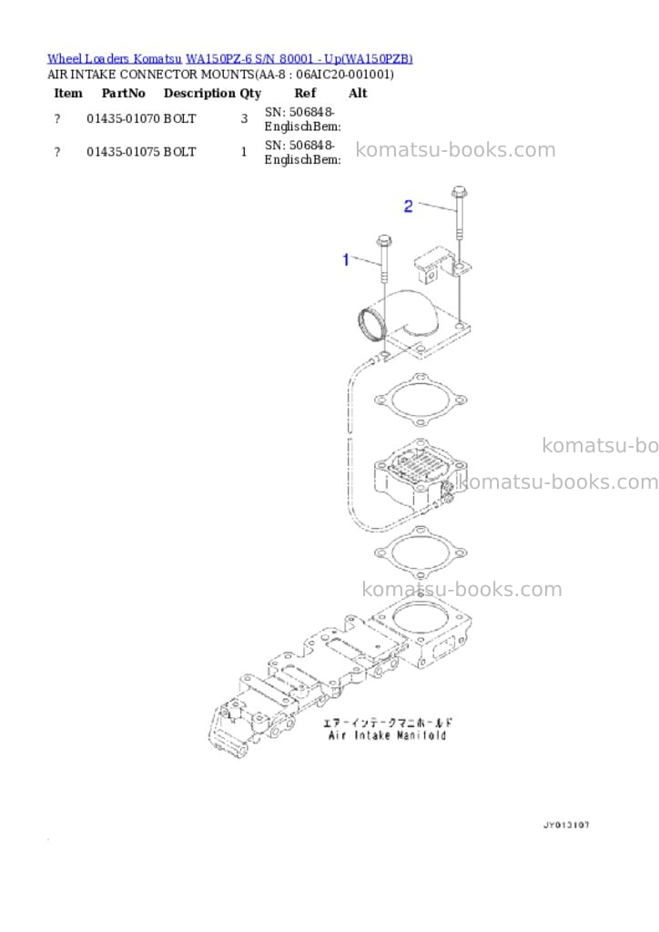 Komatsu WA150PZ-6 S/N 80001 - Up Parts catalog cover Page 7