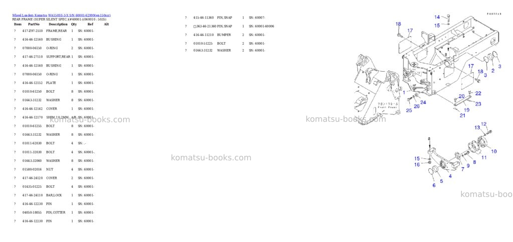 Komatsu wa150ss-3-x s/n 60001-62999 Parts catalog cover Page 2