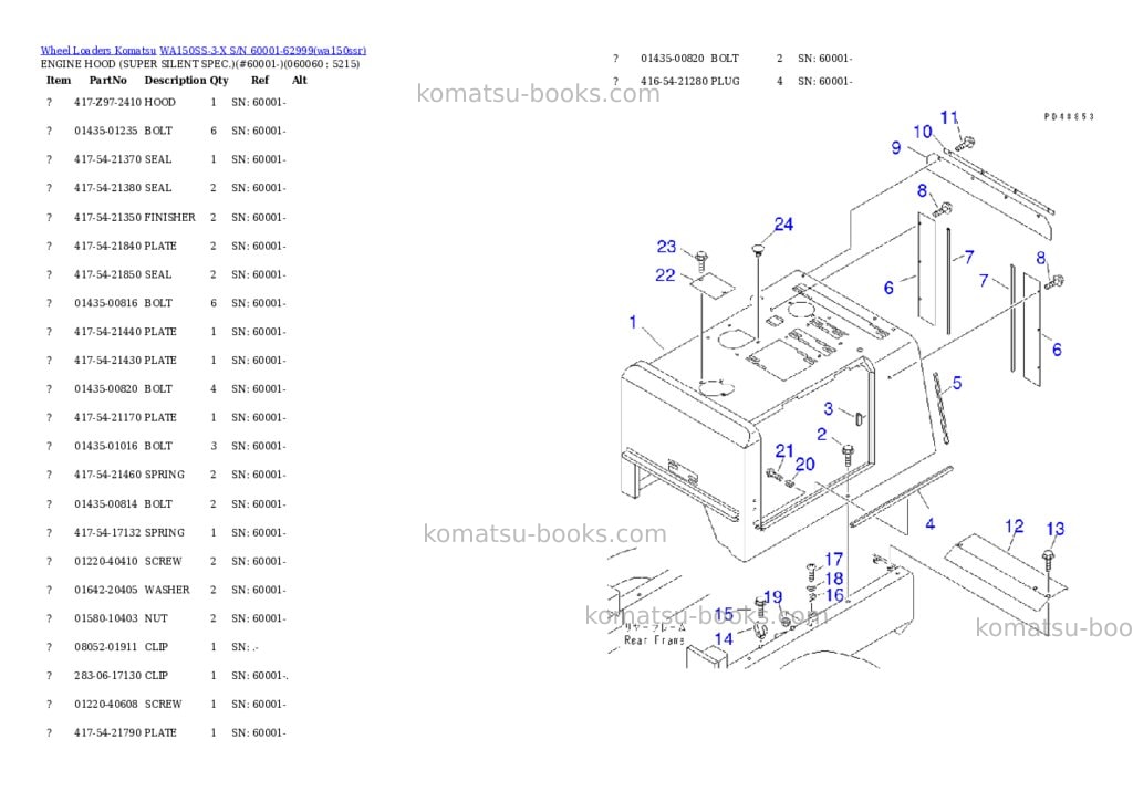 Komatsu wa150ss-3-x s/n 60001-62999 Parts catalog cover Page 7