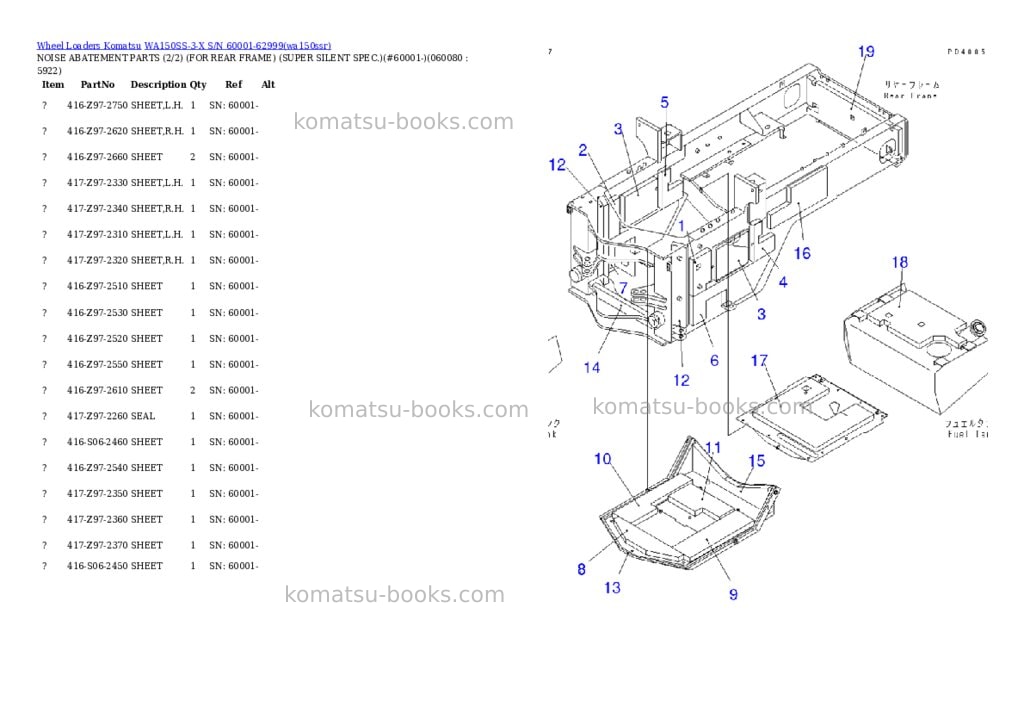 Komatsu wa150ss-3-x s/n 60001-62999 Parts catalog cover Page 9