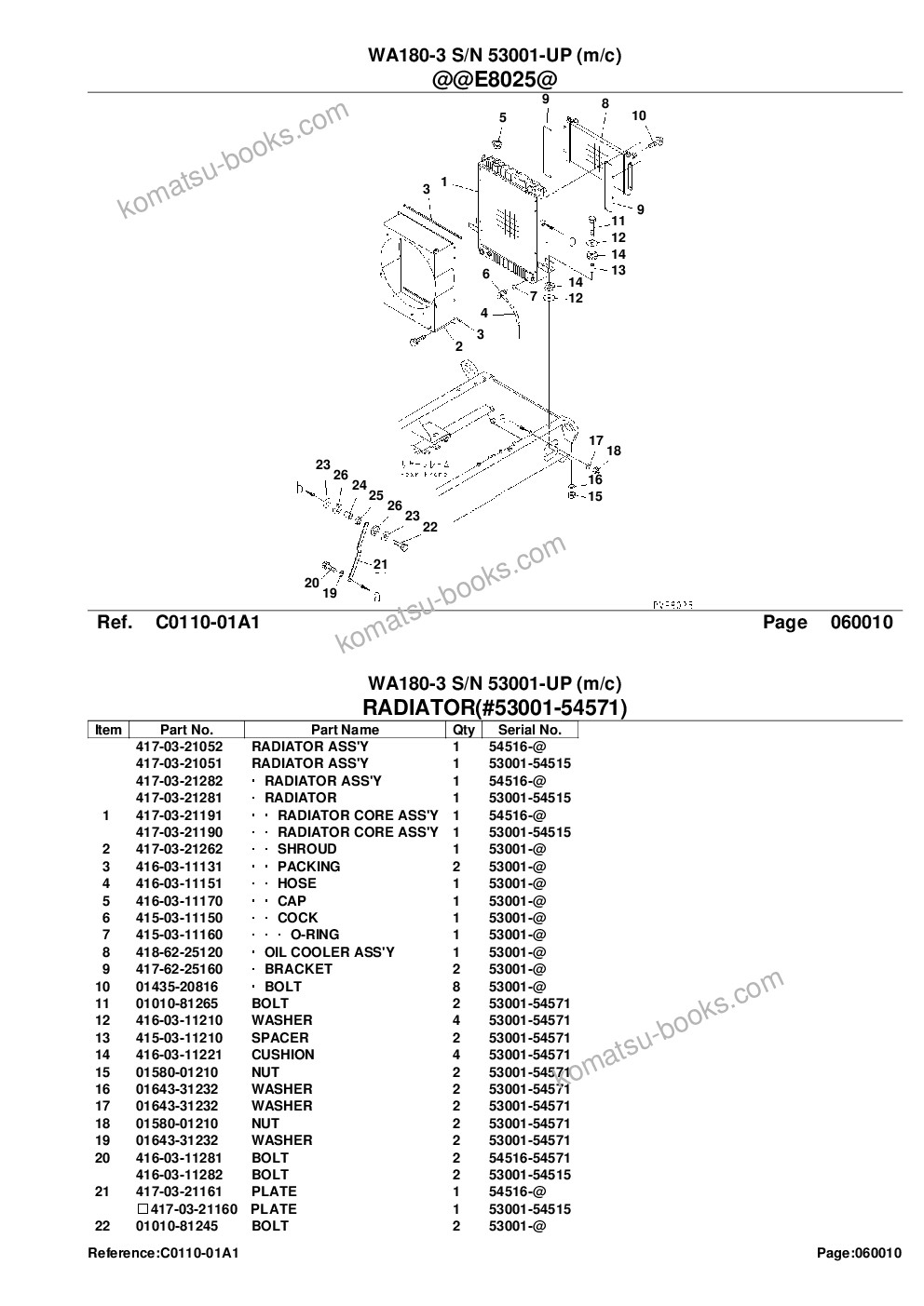 Komatsu wa180-3 s/n 53001-up m/c Parts catalog cover Page 10