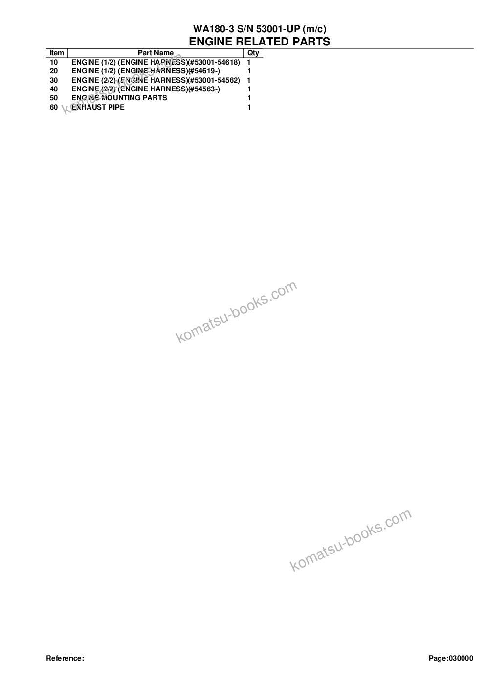 Komatsu wa180-3 s/n 53001-up m/c Parts catalog cover Page 2