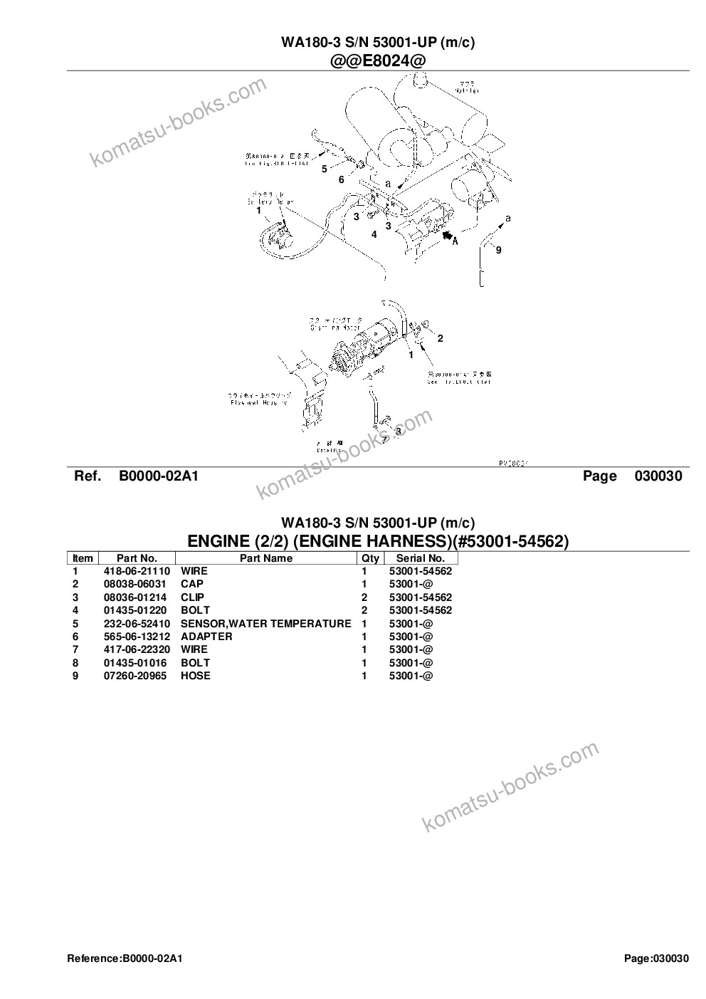 Komatsu wa180-3 s/n 53001-up m/c Parts catalog cover Page 5