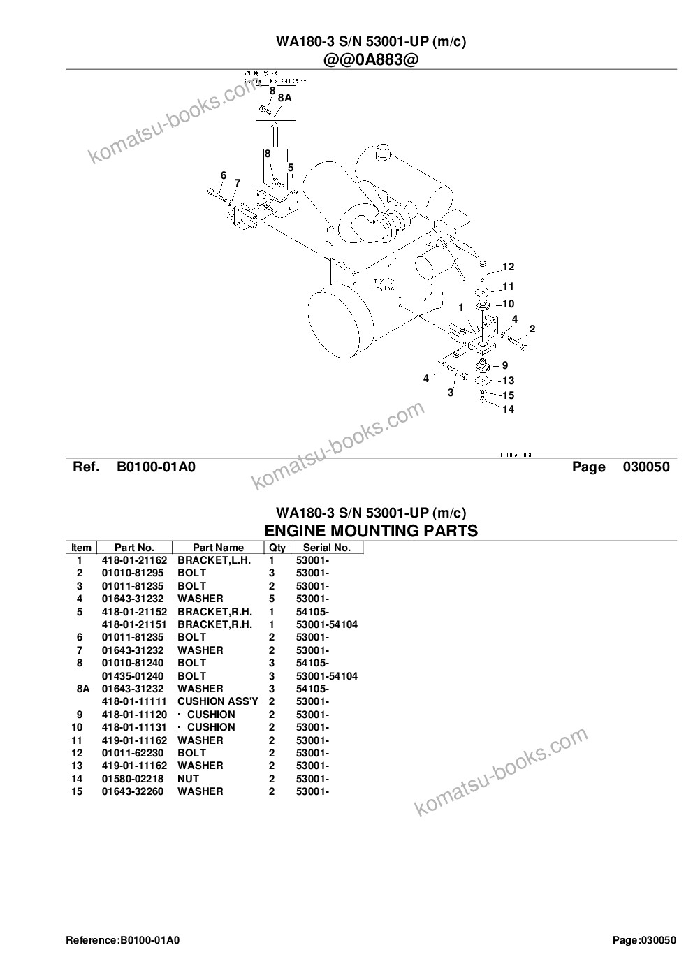 Komatsu wa180-3 s/n 53001-up m/c Parts catalog cover Page 7