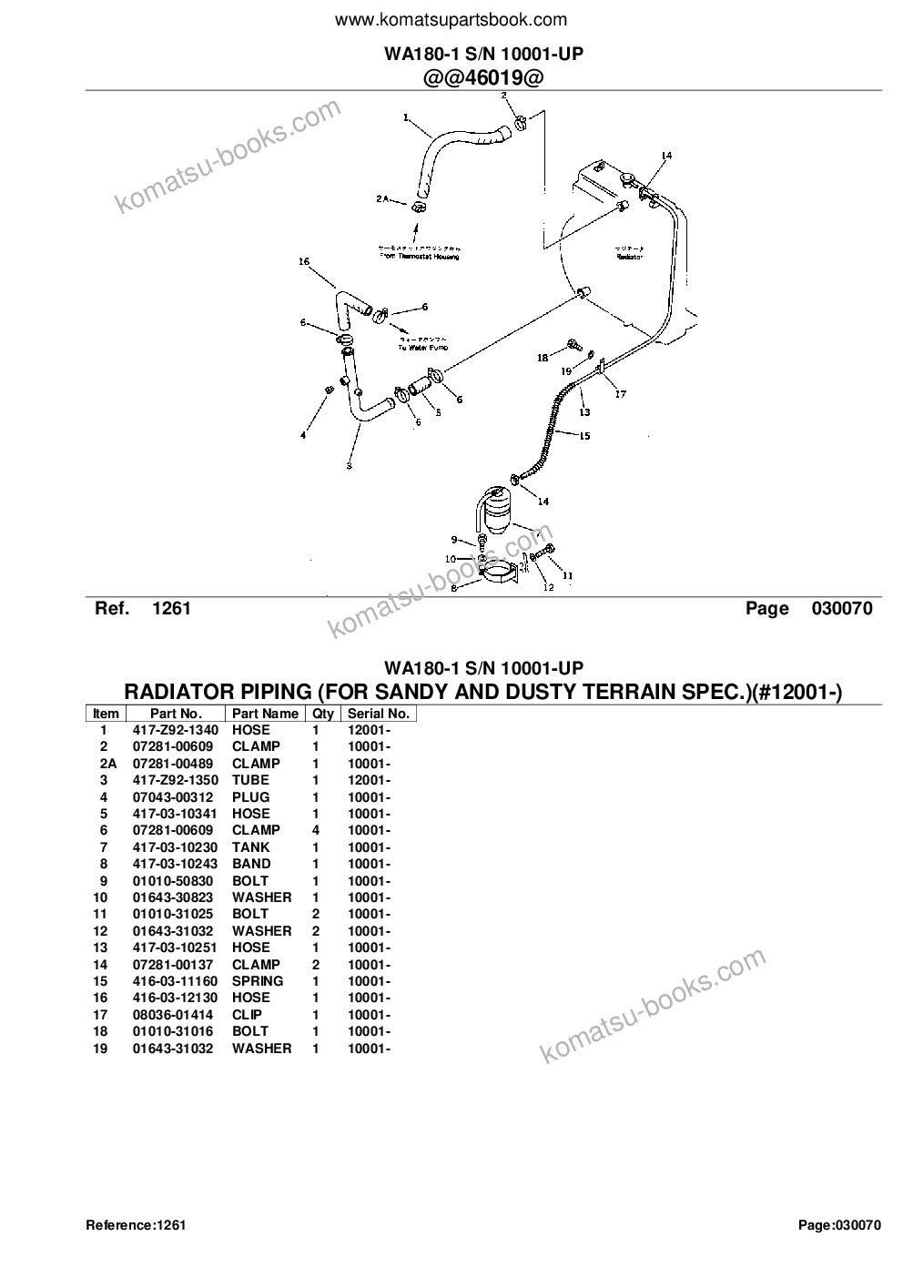 Komatsu wa180-1 s/n 10001-up Parts catalog cover Page 10