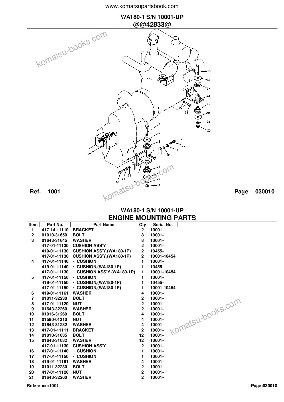 Komatsu wa180-1 s/n 10001-up Parts catalog cover Page 3