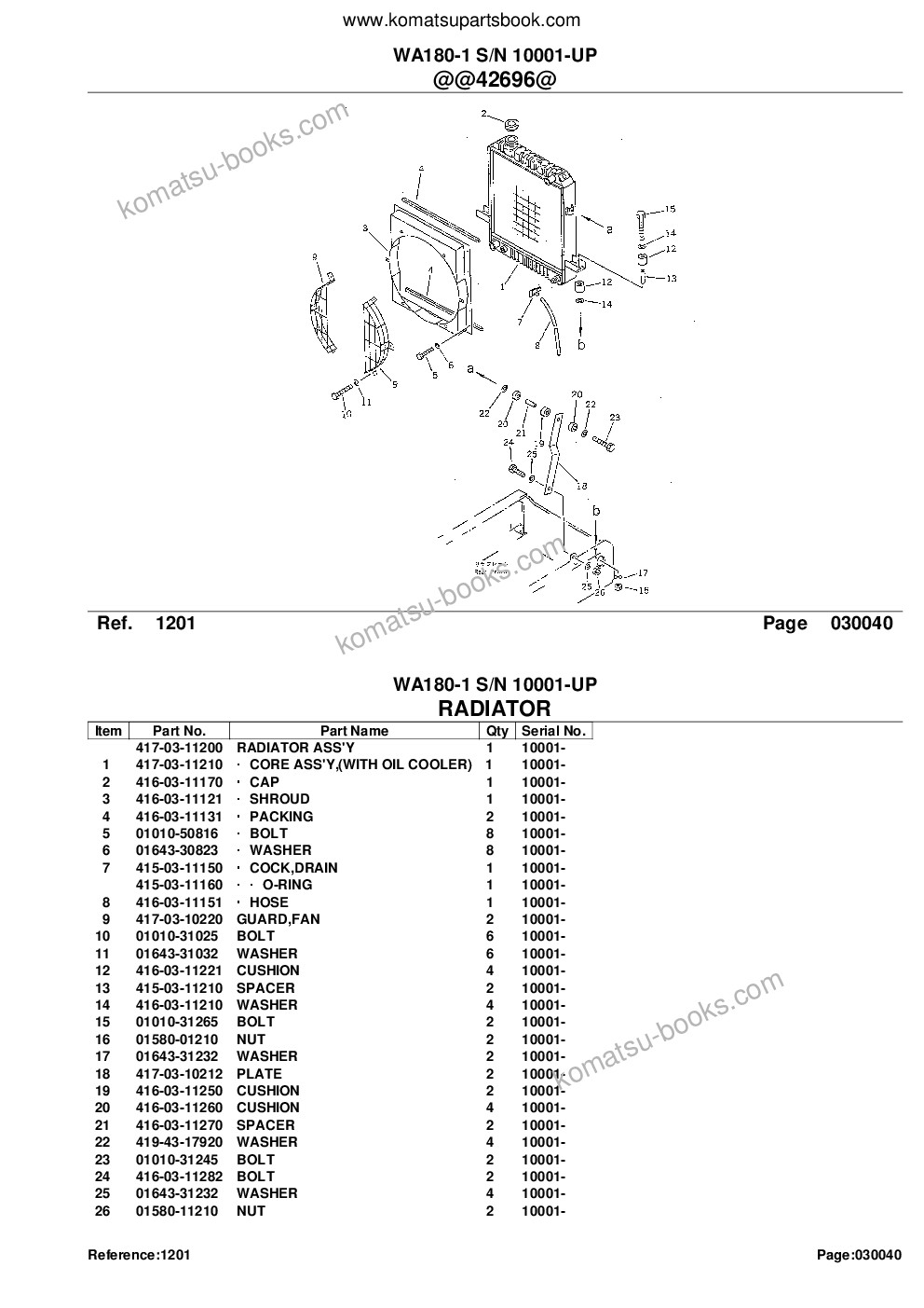 Komatsu wa180-1 s/n 10001-up Parts catalog cover Page 7