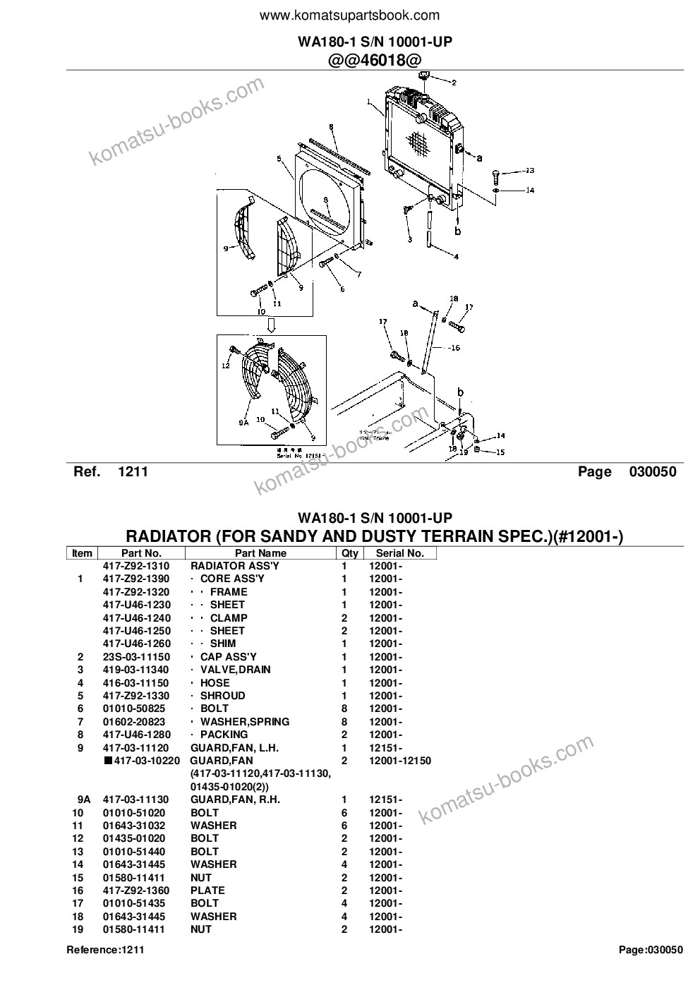 Komatsu wa180-1 s/n 10001-up Parts catalog cover Page 8