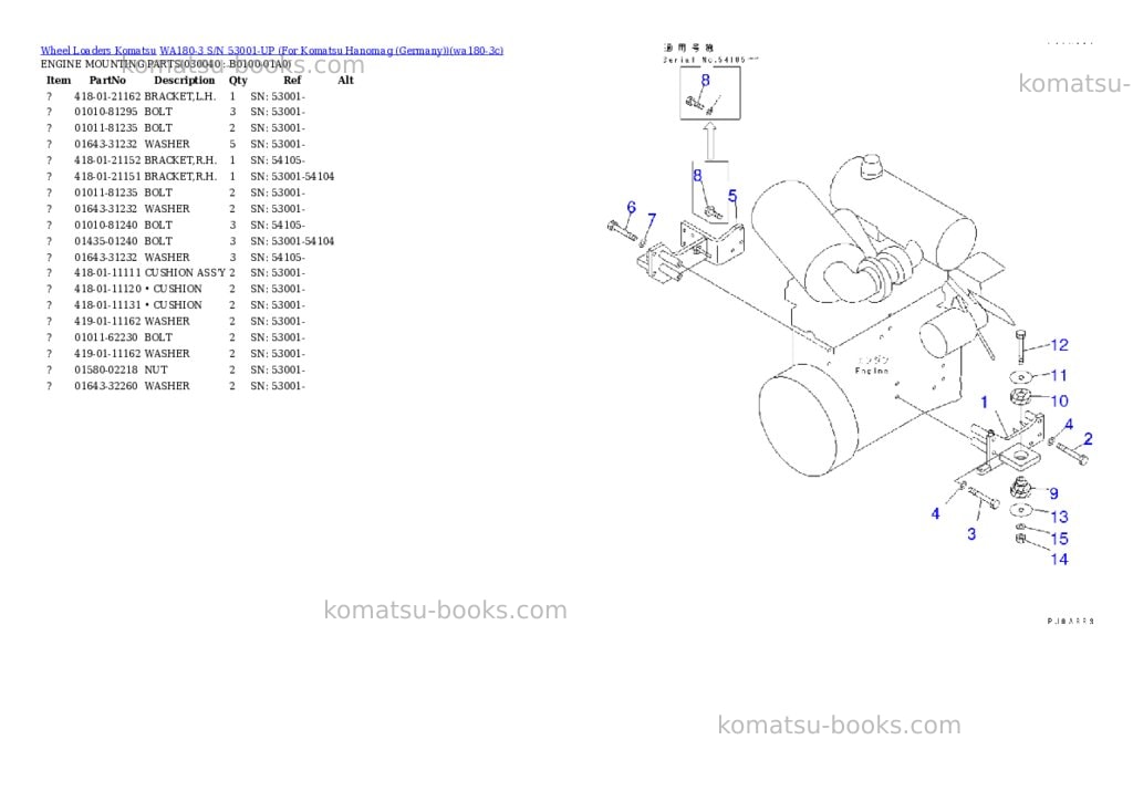 Komatsu wa180-3 s/n 53001-up for komatsu hanomag germany Parts catalog cover Page 3 Komatsu wa180-3 s/n 53001-up for komatsu hanomag germany Parts catalog cover Page 3