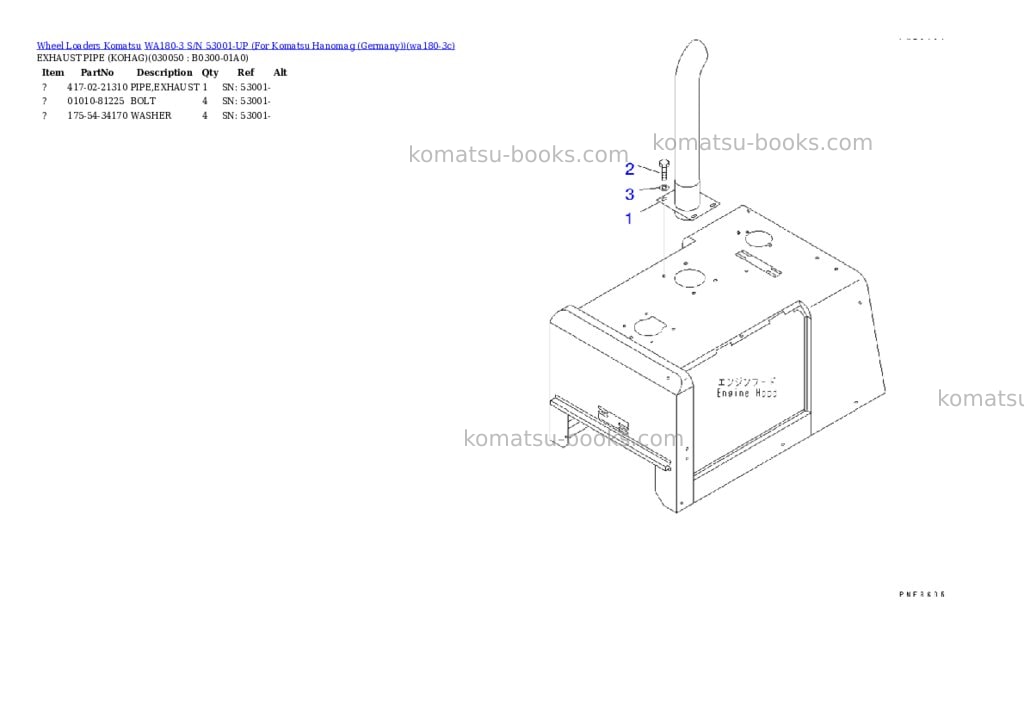Komatsu wa180-3 s/n 53001-up for komatsu hanomag germany Parts catalog cover Page 4 Komatsu wa180-3 s/n 53001-up for komatsu hanomag germany Parts catalog cover Page 4