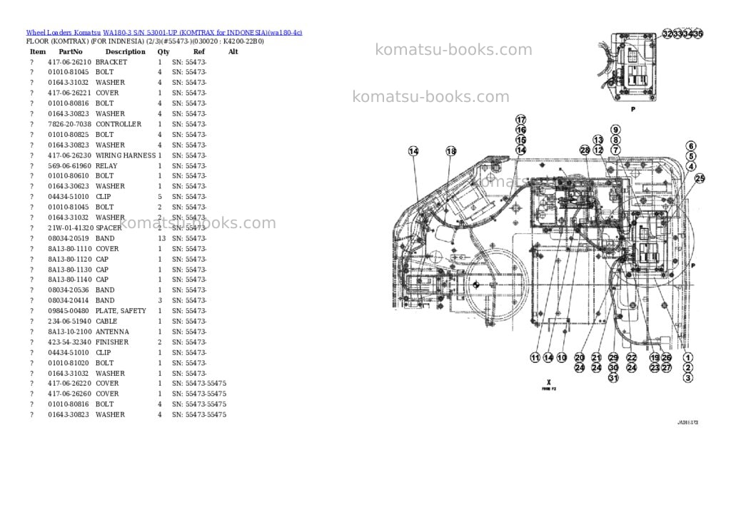 Komatsu WA180-3 S/N 53001-UP (KOMTRAX for INDONESIA) Parts catalog cover Komatsu WA180-3 S/N 53001-UP (KOMTRAX for INDONESIA) Parts catalog cover