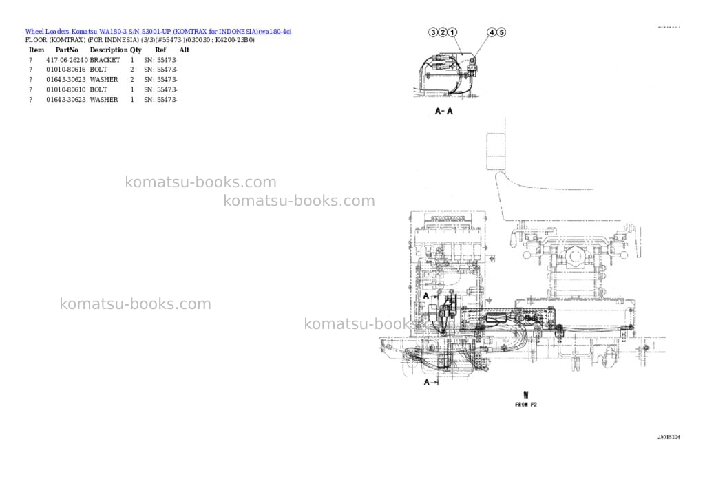 Komatsu WA180-3 S/N 53001-UP (KOMTRAX for INDONESIA) Parts catalog cover Page 2 Komatsu WA180-3 S/N 53001-UP (KOMTRAX for INDONESIA) Parts catalog cover Page 2