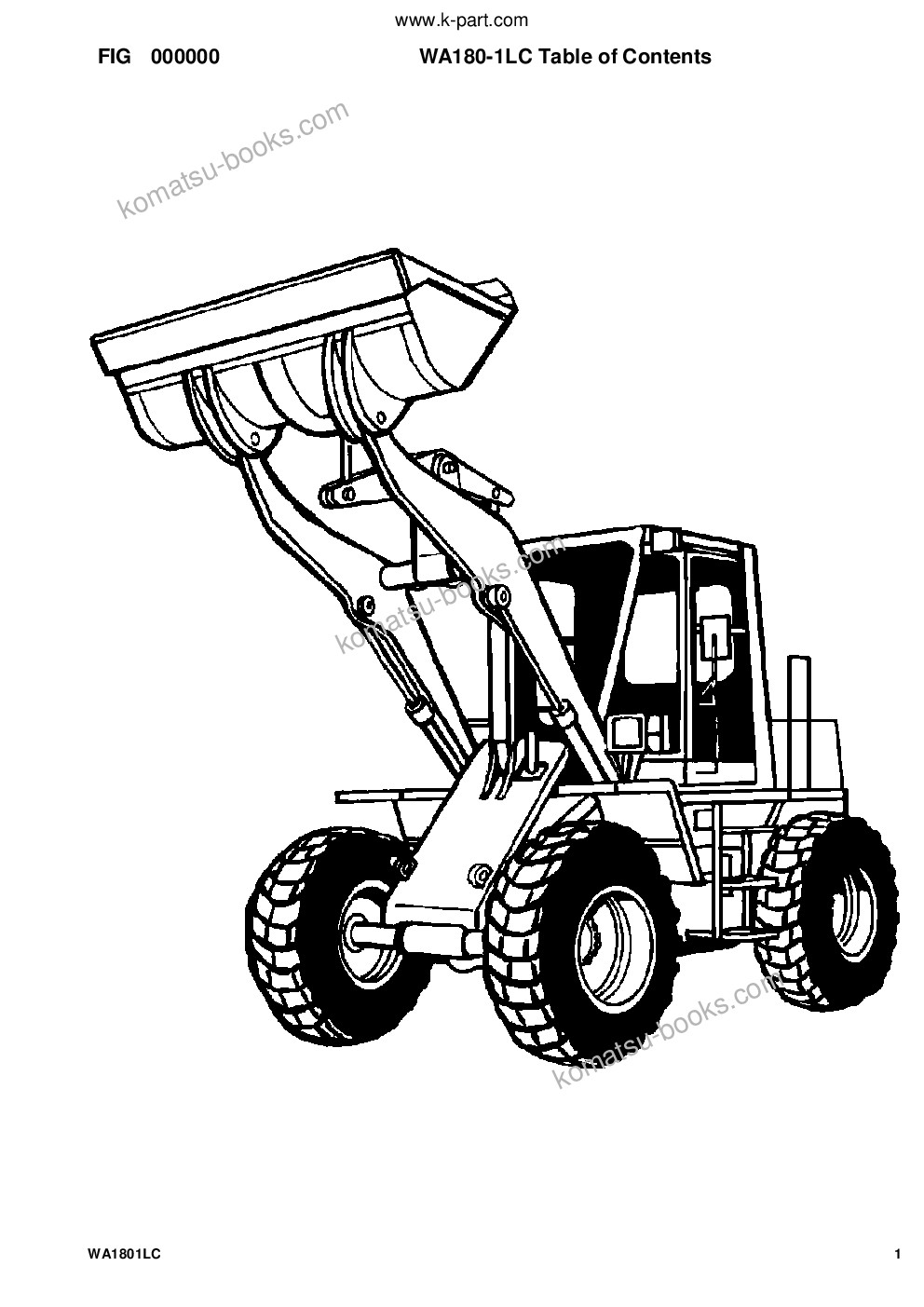 Komatsu wa180-1lc s/n a75001-up Parts catalog cover