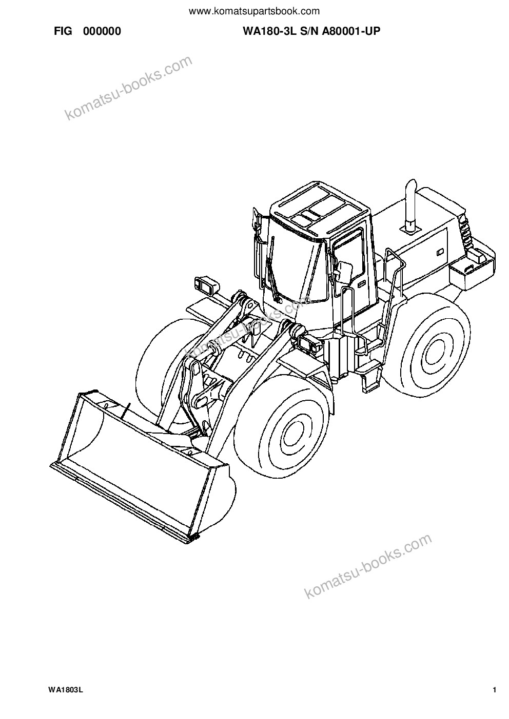 Komatsu wa180-3l s/n a80001-up Parts catalog cover