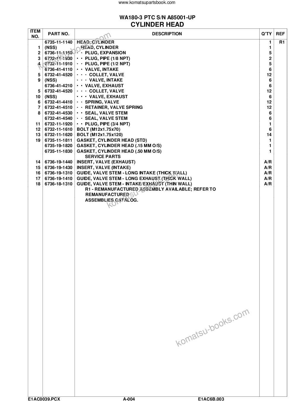 Komatsu wa180pt-3l s/n a85001-up Parts catalog cover Page 7