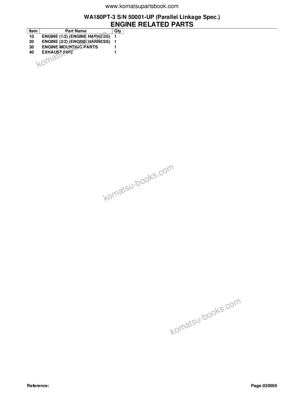 Komatsu wa180pt-3 s/n 50001-up parallel linkage spec. Parts catalog cover Page 2