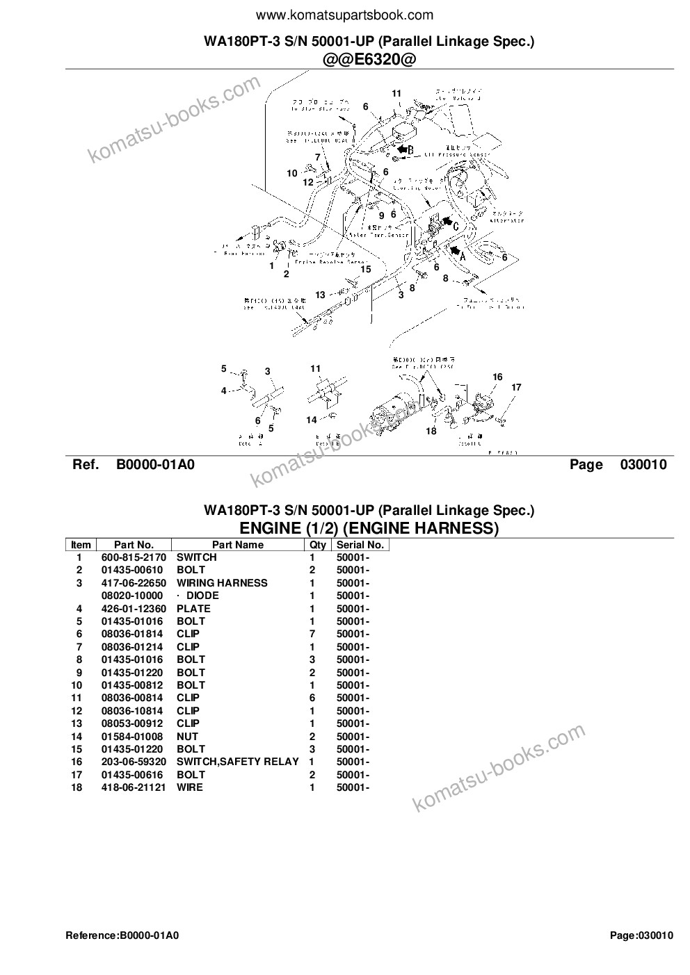 Komatsu wa180pt-3 s/n 50001-up parallel linkage spec. Parts catalog cover Page 3