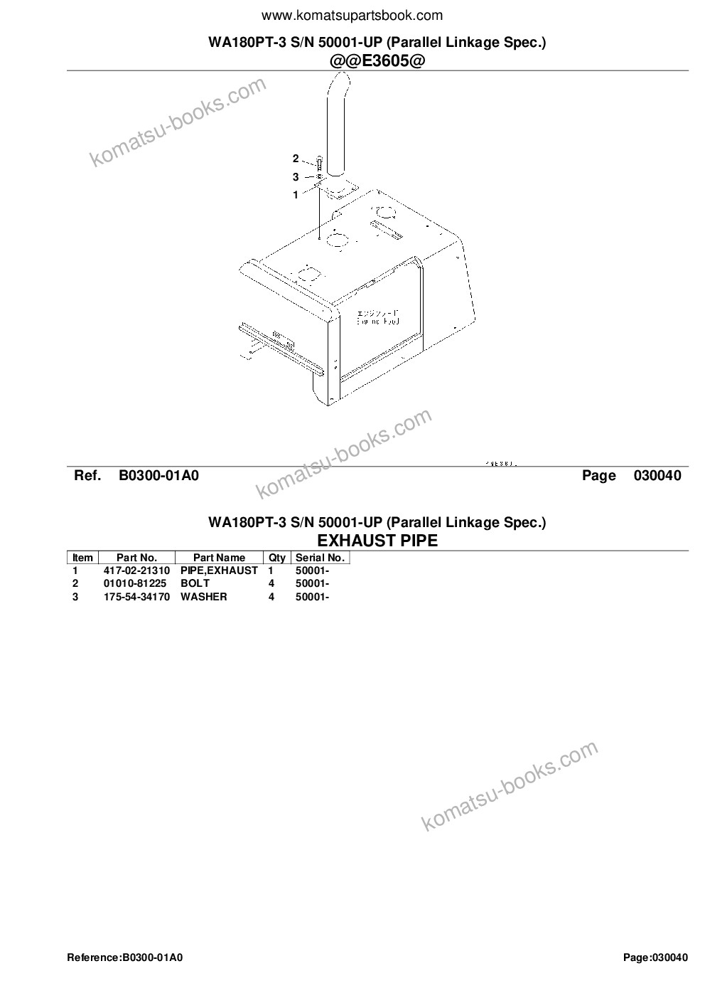 Komatsu wa180pt-3 s/n 50001-up parallel linkage spec. Parts catalog cover Page 6
