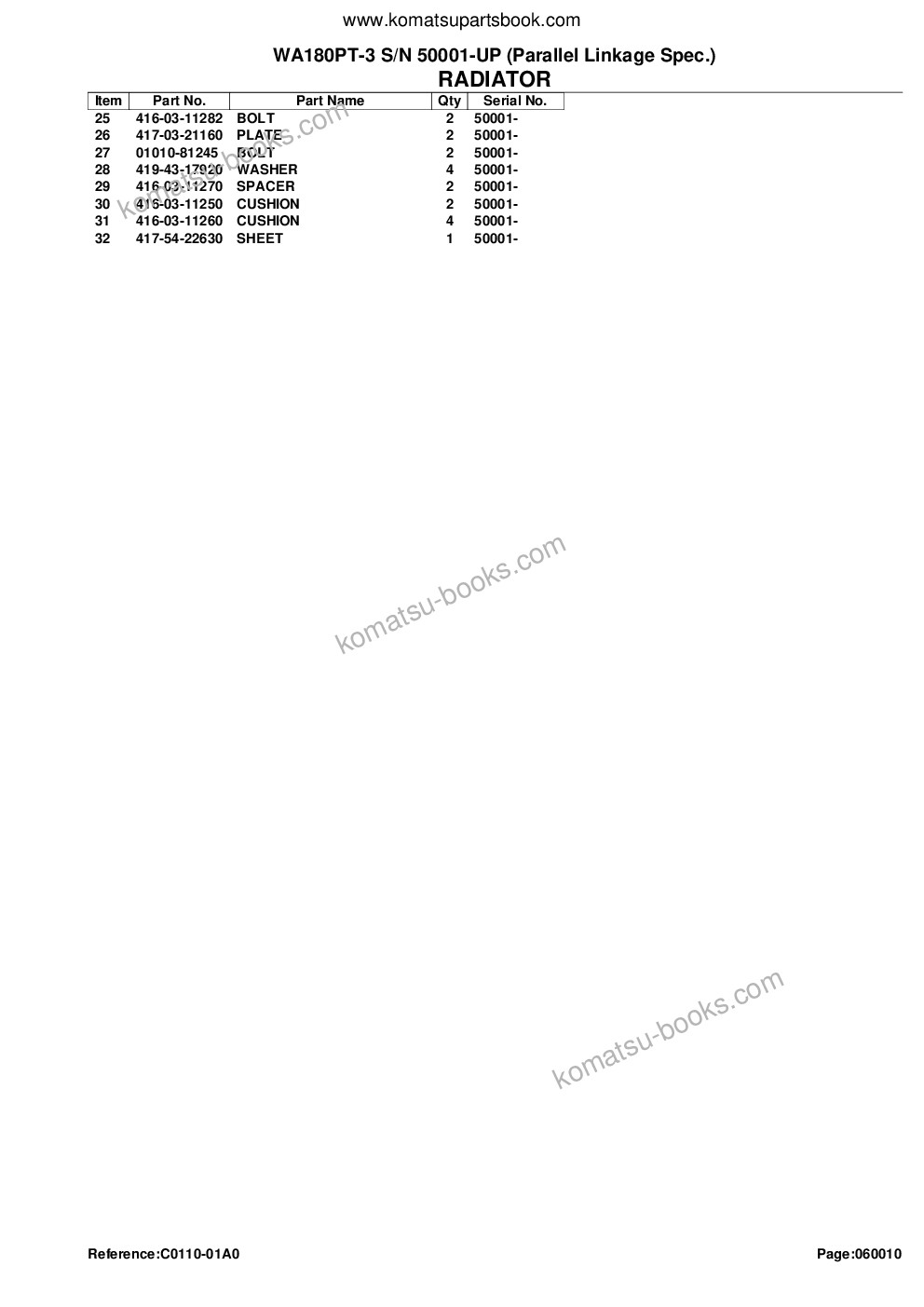 Komatsu wa180pt-3 s/n 50001-up parallel linkage spec. Parts catalog cover Page 9