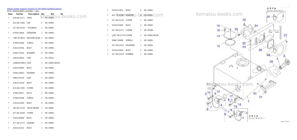 Komatsu wa200-3-x s/n 60001-62999 Parts catalog cover Page 7 Komatsu wa200-3-x s/n 60001-62999 Parts catalog cover Page 7
