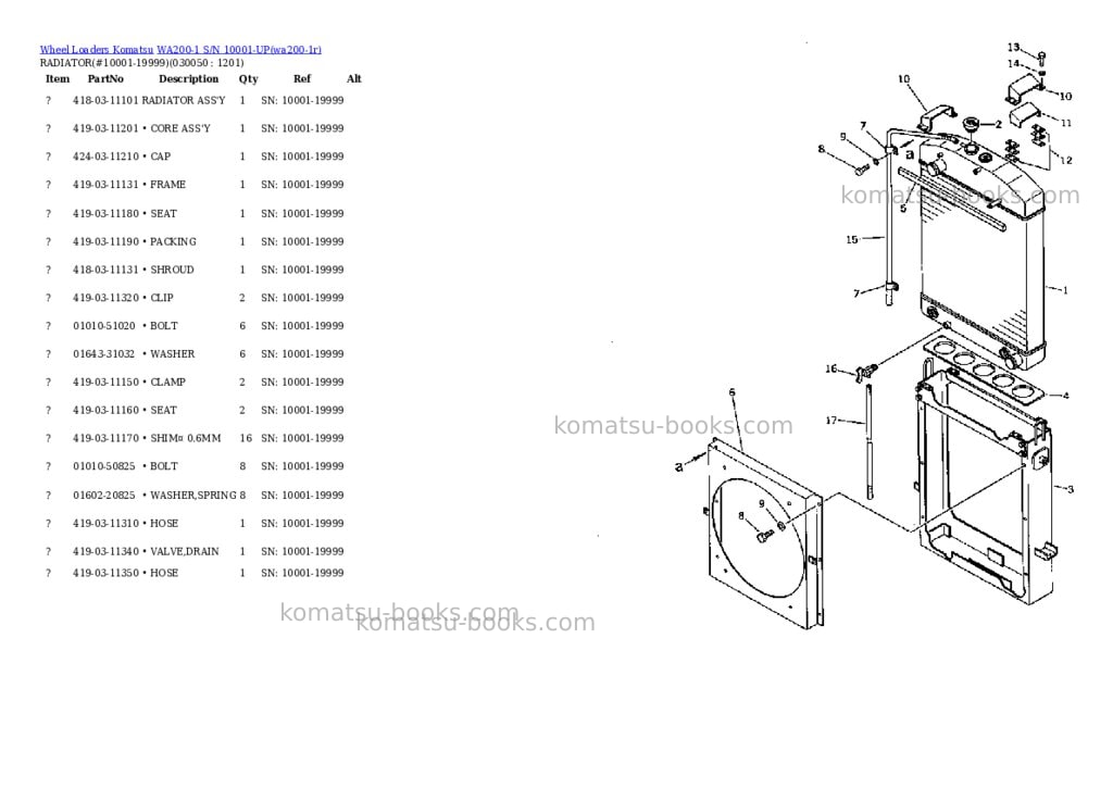 Komatsu wa200-1 s/n 10001-up overseas version Parts catalog cover Page 4