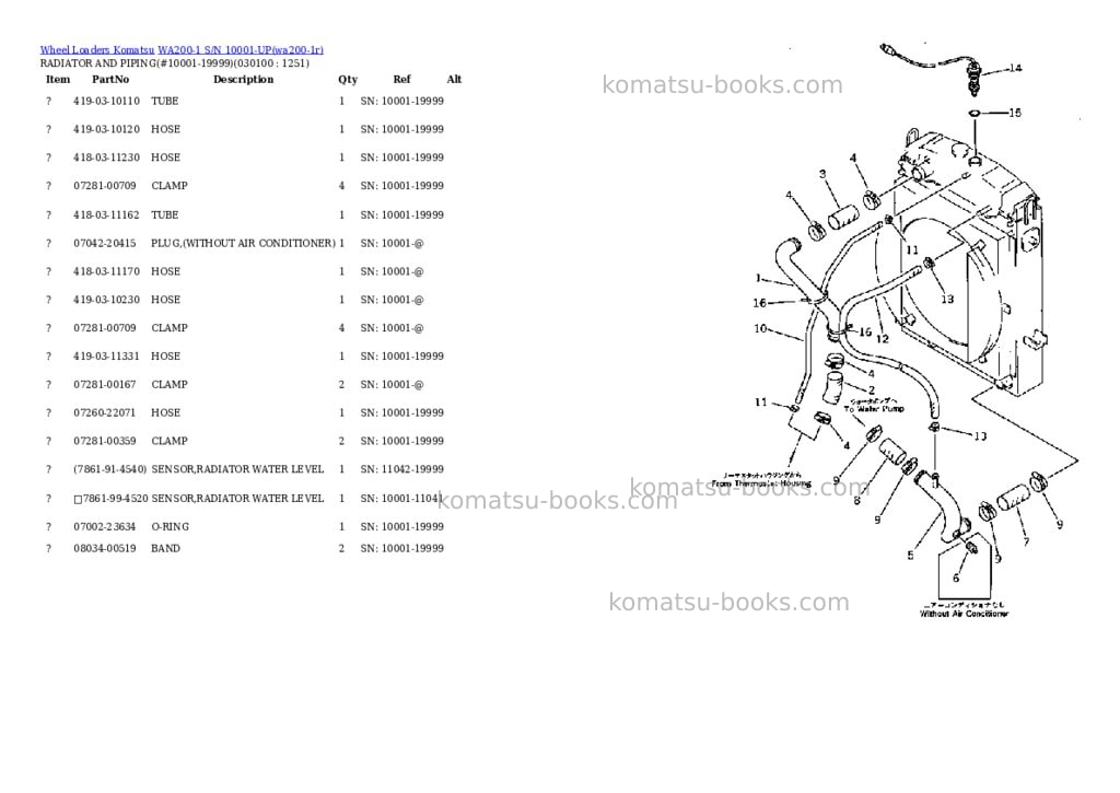 Komatsu wa200-1 s/n 10001-up overseas version Parts catalog cover Page 9