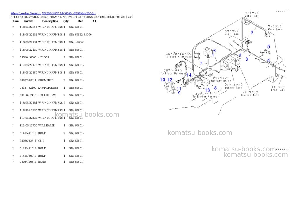 Komatsu wa200-3-xw s/n 60001-62999 Parts catalog cover Page 4