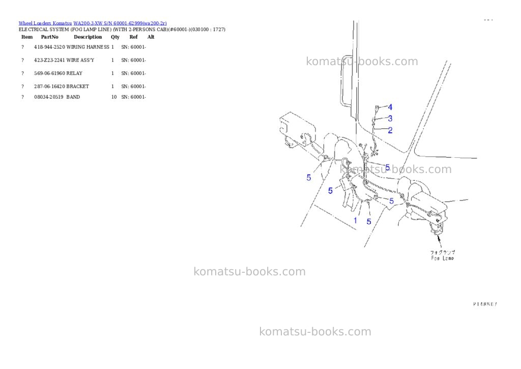 Komatsu wa200-3-xw s/n 60001-62999 Parts catalog cover Page 9
