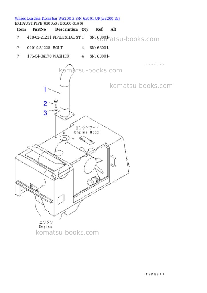 Komatsu wa200-3 s/n 63001-up Parts catalog cover Page 4 Komatsu wa200-3 s/n 63001-up Parts catalog cover Page 4