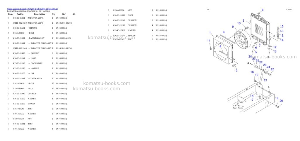 Komatsu wa200-3 s/n 63001-up Parts catalog cover Page 6 Komatsu wa200-3 s/n 63001-up Parts catalog cover Page 6