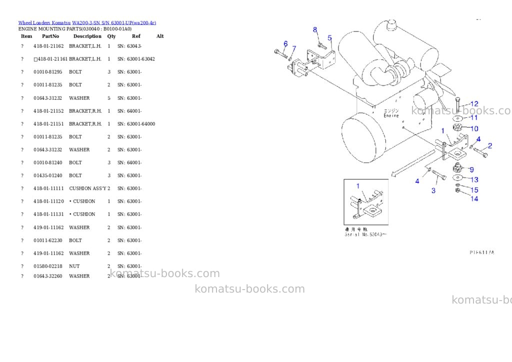 Komatsu wa200-3-sn s/n 63001-up Parts catalog cover Page 3