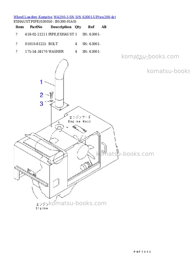Komatsu wa200-3-sn s/n 63001-up Parts catalog cover Page 4