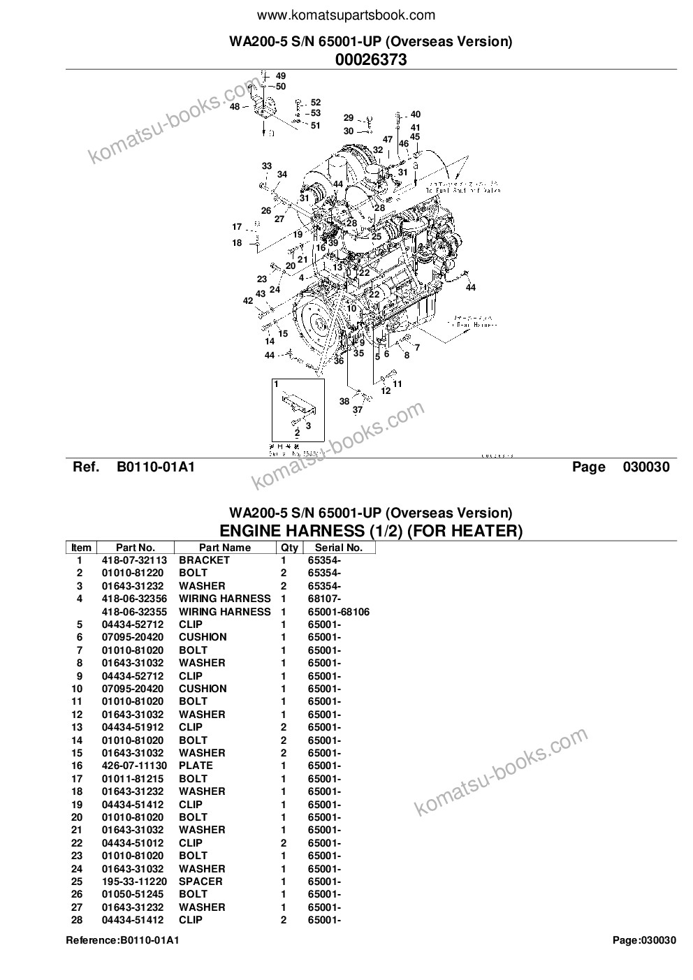 Komatsu WA200-5 S/N 65001-UP (Overseas Version) Parts catalog cover Page 6