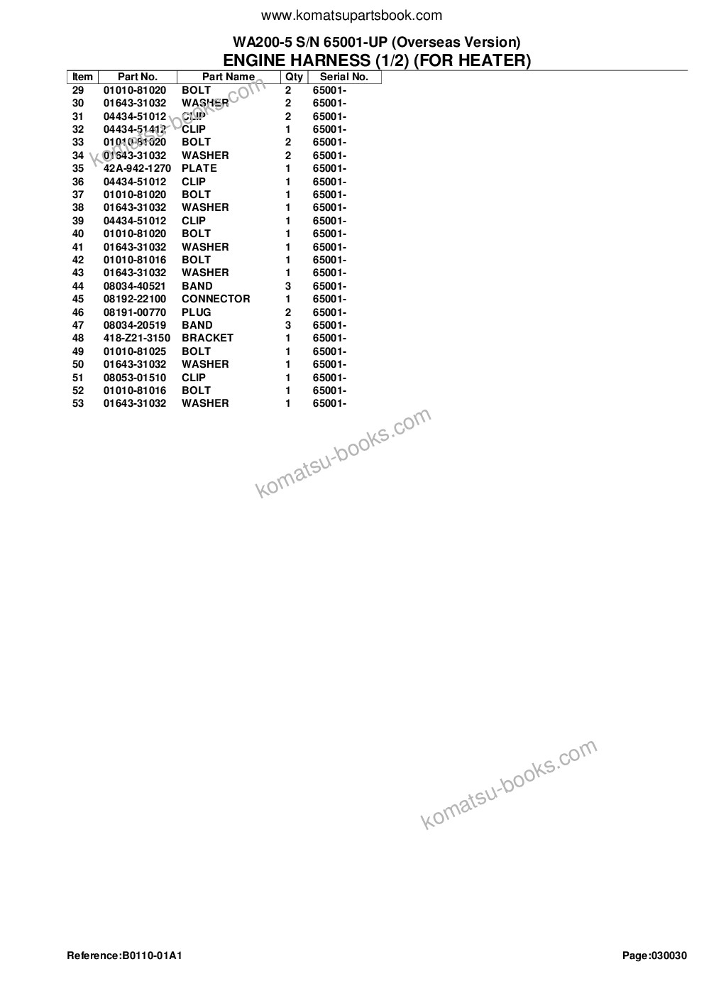 Komatsu WA200-5 S/N 65001-UP (Overseas Version) Parts catalog cover Page 7