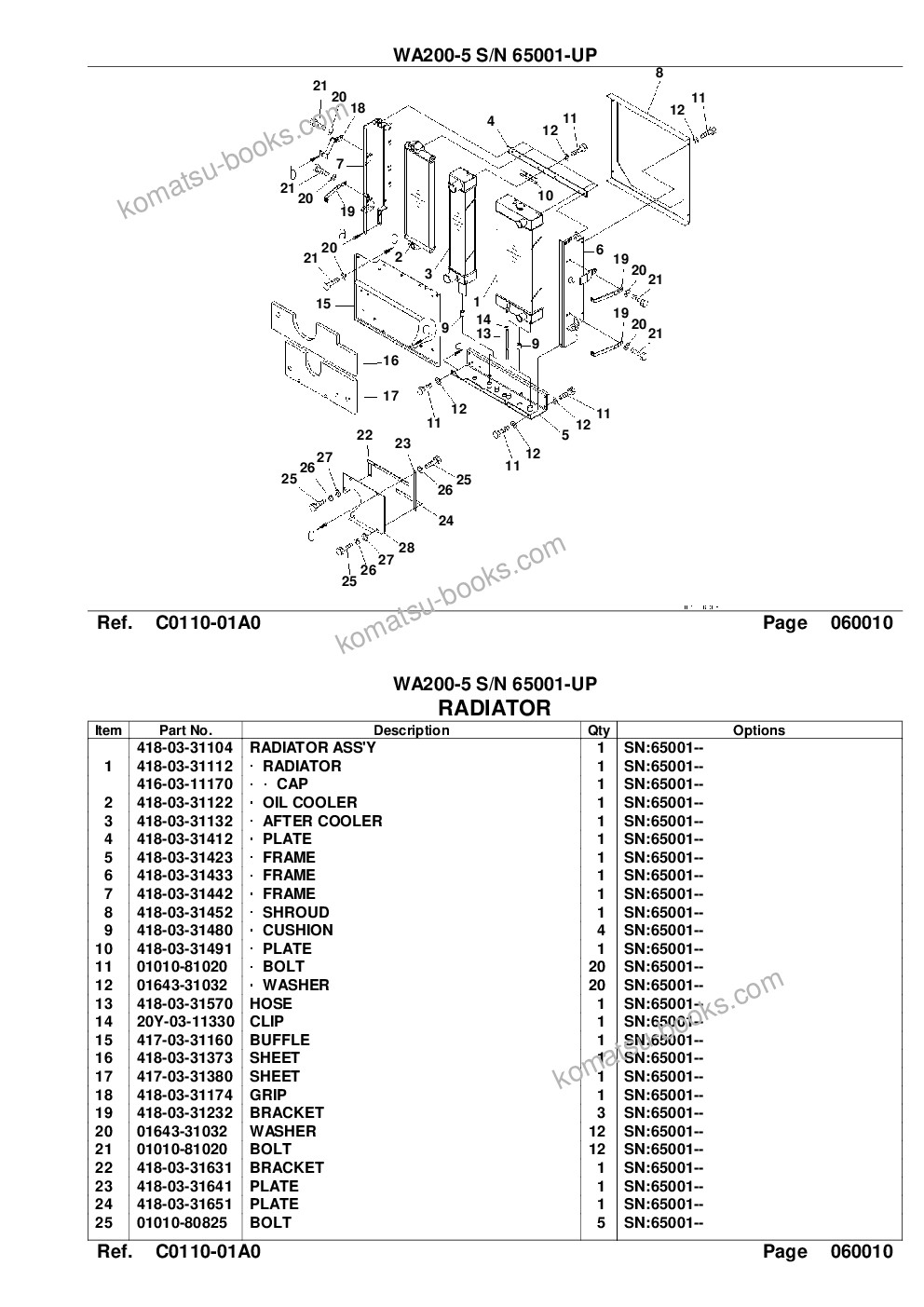 Komatsu WA200-5 S/N 65001-UP Parts catalog cover Page 10
