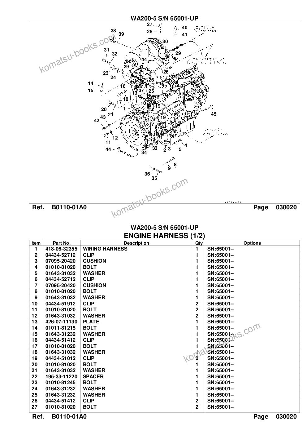 Komatsu WA200-5 S/N 65001-UP Parts catalog cover Page 4