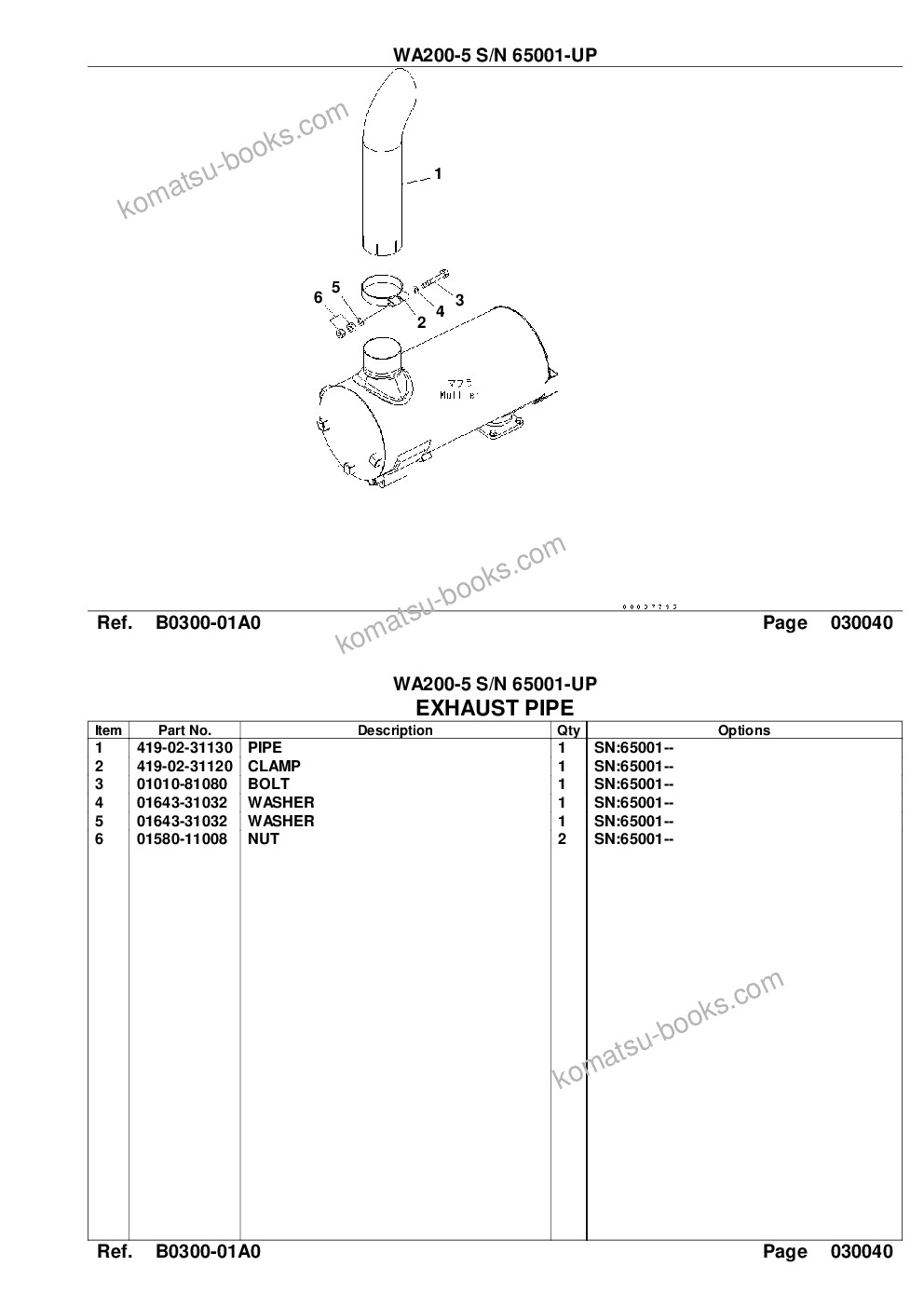 Komatsu WA200-5 S/N 65001-UP Parts catalog cover Page 7