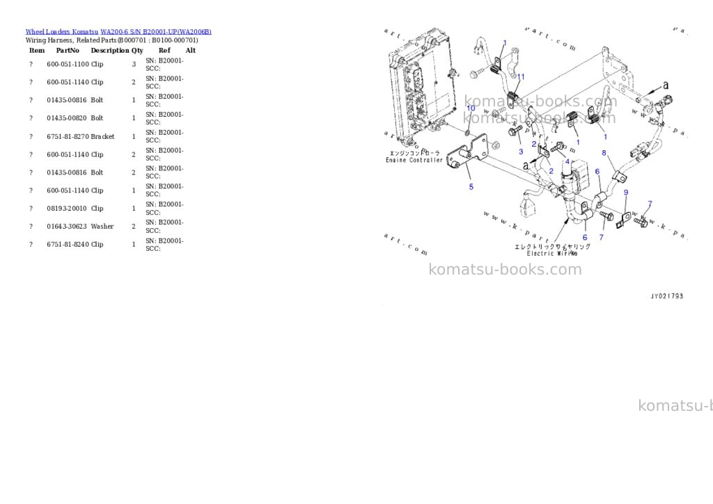 Komatsu wa200-6 s/n b20001-up Parts catalog cover Page 6