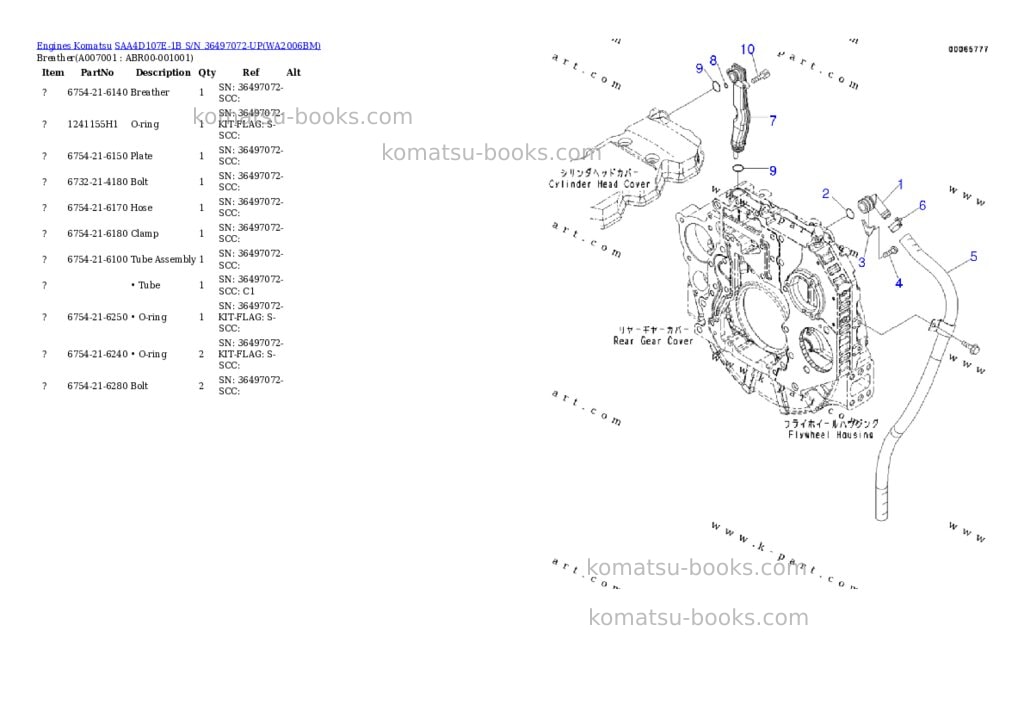Komatsu SAA4D107E-1B S/N 36497072-UP Parts catalog cover Page 3