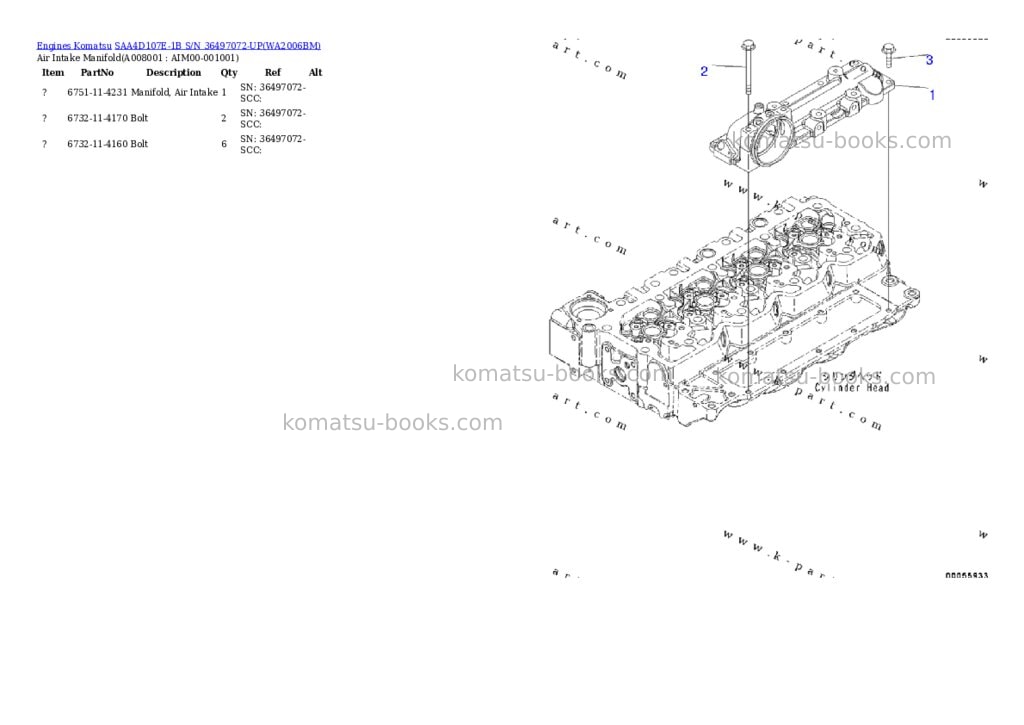 Komatsu SAA4D107E-1B S/N 36497072-UP Parts catalog cover Page 4