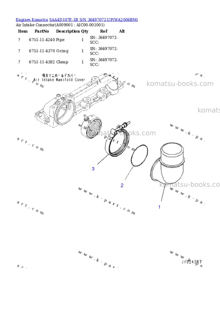 Komatsu SAA4D107E-1B S/N 36497072-UP Parts catalog cover Page 5